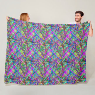 Neon plaid fleece blanket