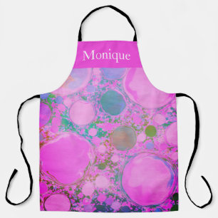 Neon Planets Liquid Art Oil and Acrylic  Apron