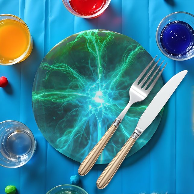 Neon Plasma Ball Electric Party  Paper Bowls (Plasma ball paper plate for STEM and science themed parties )