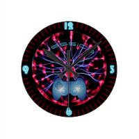 Neon Plasma Ball Girl Gamer Gaming Personalized Round Clock