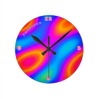 Neon Plasma Modern Psychedelic Personalized Wall Round Clock
