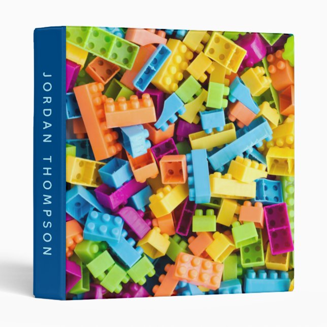 Neon Plastic Building Blocks | Add Your Name 3 Ring Binder (Front/Spine)