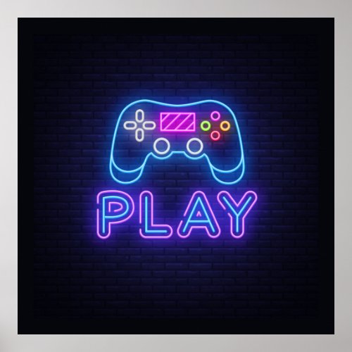 Neon Play Gamer Poster