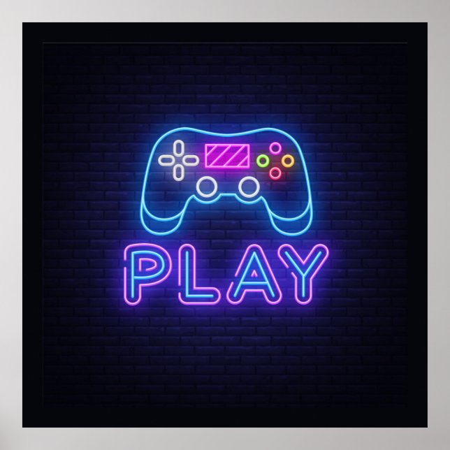 Neon Play Gamer Poster (Front)