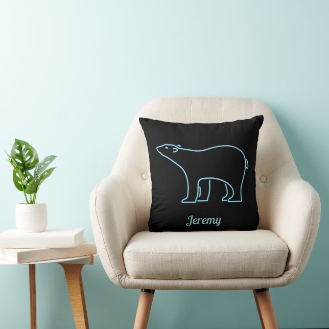 Neon Polar Bear Personalized Throw Pillow (Chair)