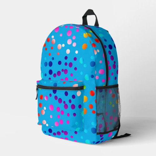 Neon Polka Dots On Aqua Printed Backpack