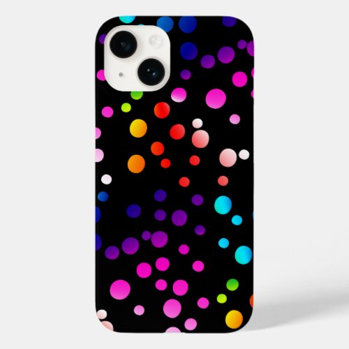 Neon Polka Dots On Black Case_Mate iPhone 14 Case