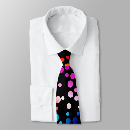 Neon Polka Dots on Black Neck Tie