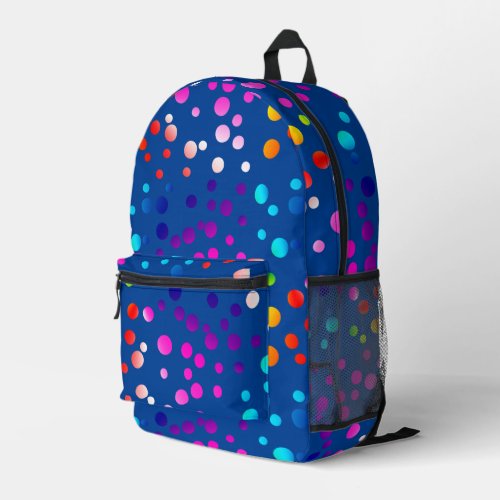 Neon Polka Dots On Blue Printed Backpack