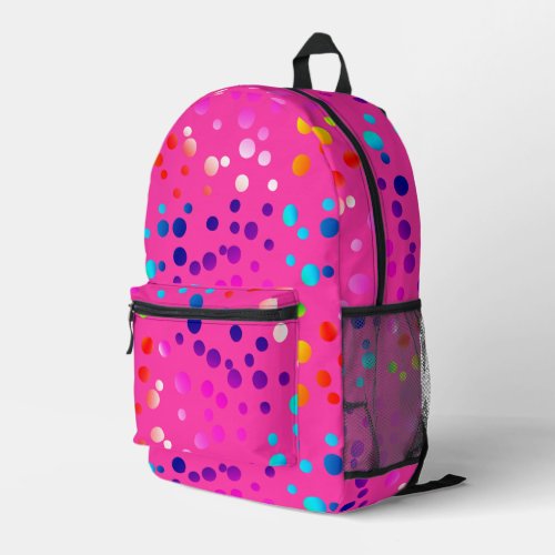 Neon Polka Dots On Hot Pink Printed Backpack