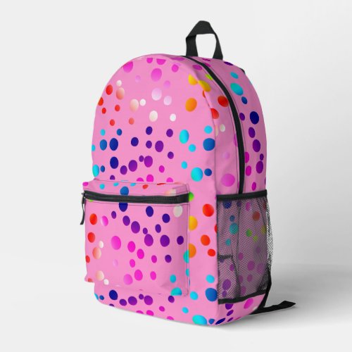 Neon Polka Dots On Pink Printed Backpack