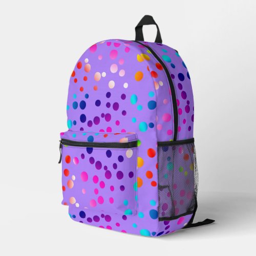 Neon Polka Dots On Purple Printed Backpack