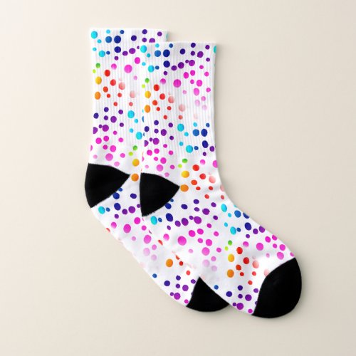 Neon Polka Dots on White Socks