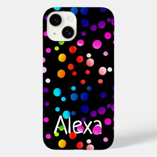 Neon Polka Dots with Name Case_Mate iPhone 14 Case