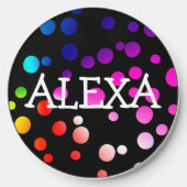 Neon Polka Dots with Name Wireless Charger (Front)