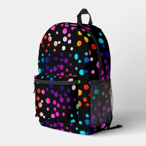 Neon Polka Dotson Black Printed Backpack