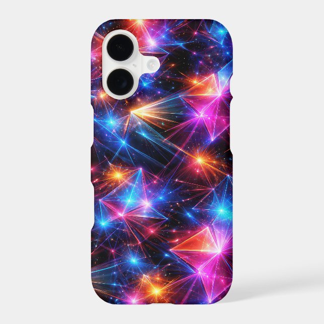 Neon Polygon Abstract with Explosions iPhone Case (Back)