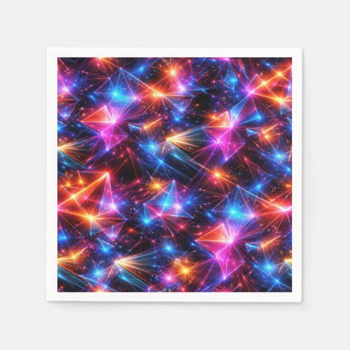 Neon Polygon Abstract with Explosions Napkins