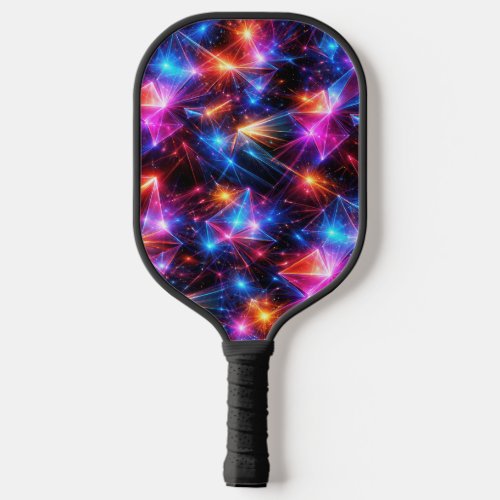 Neon Polygon Abstract with Explosions Pickleball Paddle