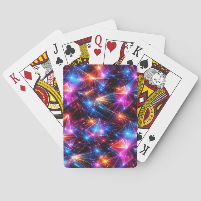 Neon Polygon Abstract with Explosions Poker Cards (Back)
