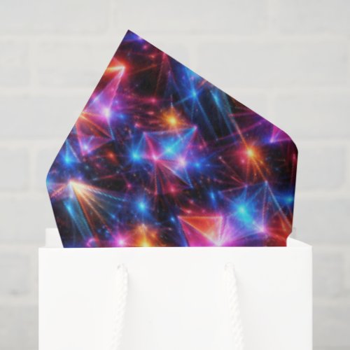 Neon Polygon Abstract with Explosions Tissue Paper