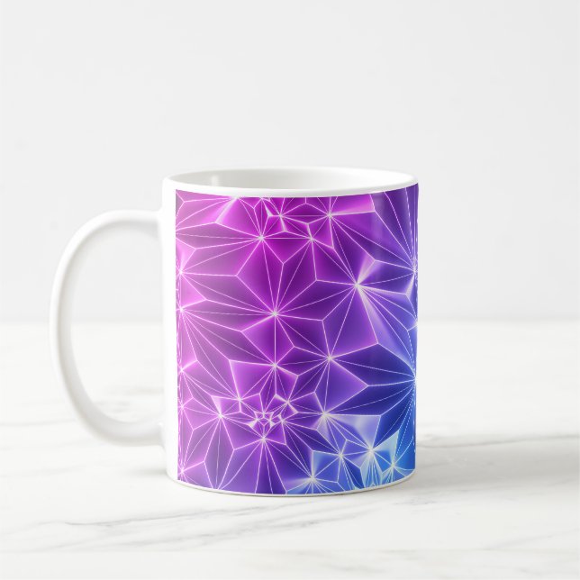Neon Polygonal: Pink Blue 3D. Coffee Mug (Left)