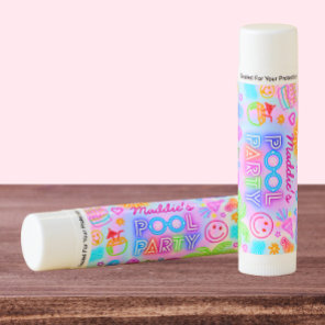 Neon Pool Party Lip Balm Party Favor
