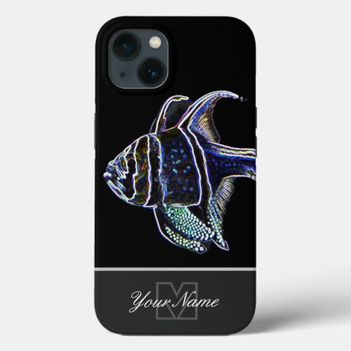 Neon_Pop_Art aquarium fish with Monogram Case_Mat iPhone 13 Case