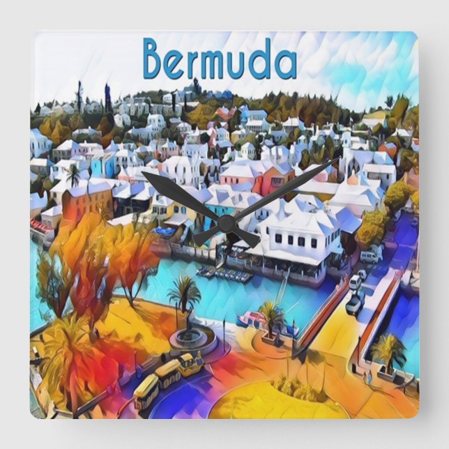 Neon Pop Art Bermuda wall clock (Front)