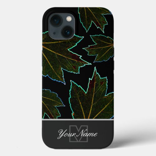 Neon_Pop_Art colorful foliage with Monogram iPhone 13 Case
