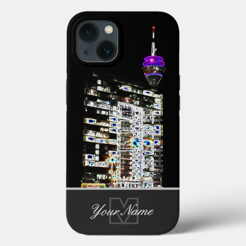 Neon_Pop_Art Dsseldorf Rhine tower with Monogram iPhone 13 Case