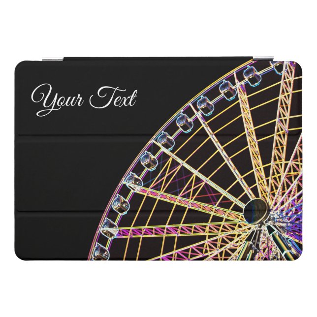 Neon-Pop-Art ferris wheel with your text! iPad Pro Cover (Horizontal)