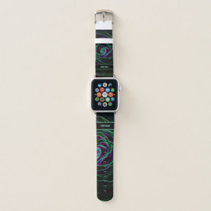 Neon-Pop-Art flower lights on noble black Apple Watch Band