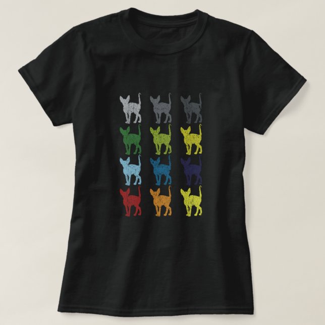 Neon Pop Art Retro Sphynx Cat Pet Gift T-Shirt (Design Front)