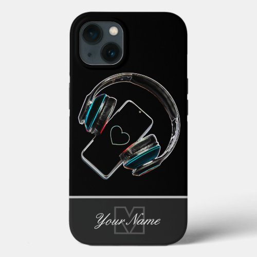Neon_Pop_Art smartphone headset heart Monogram iPhone 13 Case