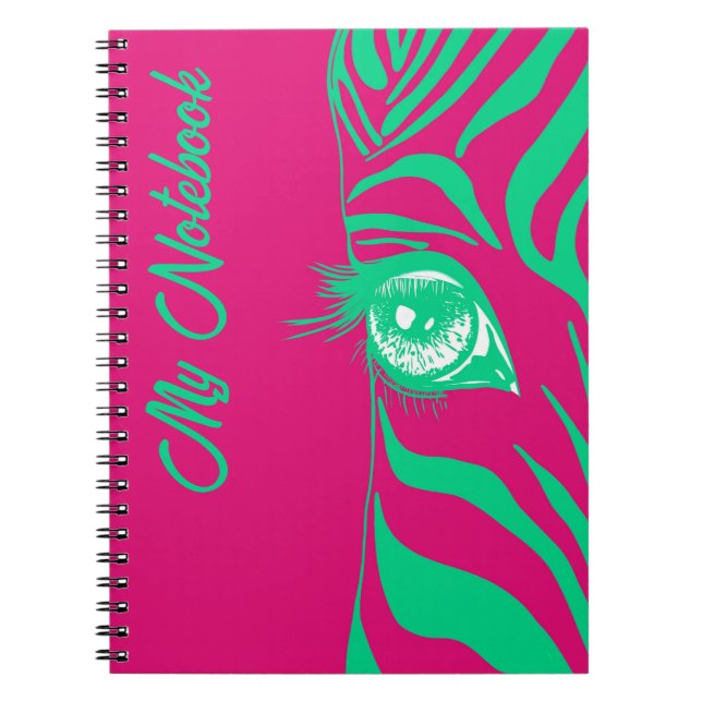Neon Pop Art Zebra Pattern Glam  Notebook (Front)