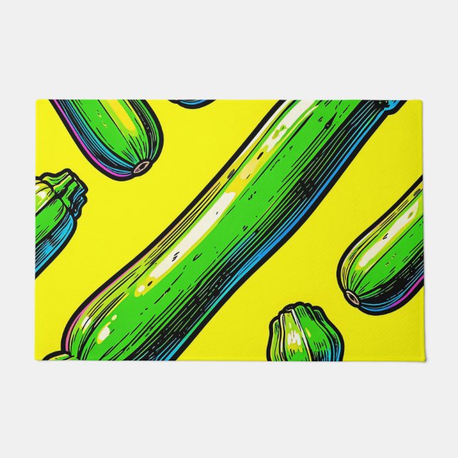 Neon Pop Art Zucchini Pattern Doormat (Front)