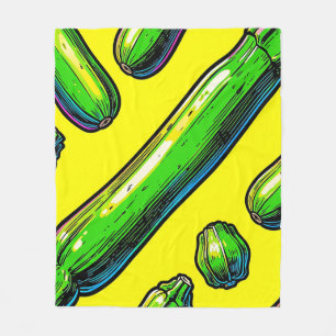 Neon Pop Art Zucchini Pattern Fleece Blanket