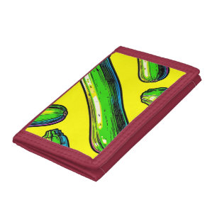 Neon Pop Art Zucchini Pattern Tri-fold Wallet