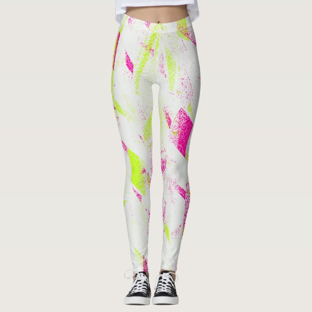 Neon Pop Chaos Leggings – Bold Abstract Street Vib (Front)