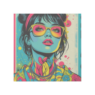 Neon Pop Diva Portrait – Bold & Vibrant Retro Art