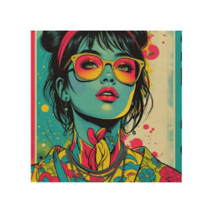 Neon Pop Diva Portrait – Bold & Vibrant Retro Art