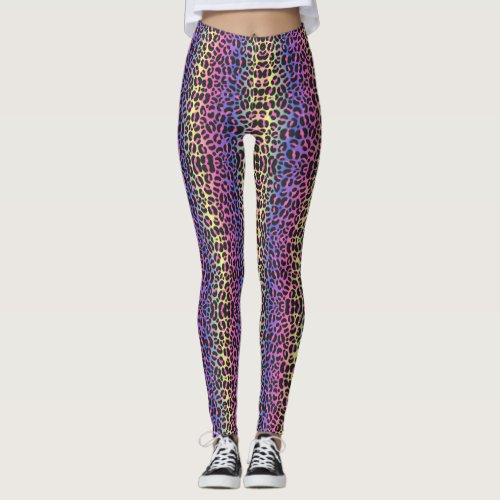 Neon Pop Leopard Print Leggings _ Bold and Stylish