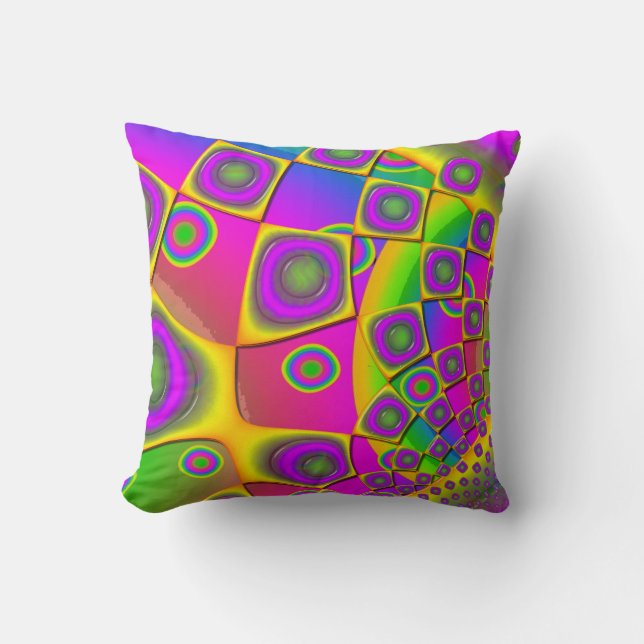 Neon Pop Paper Psychedelic  Throw Pillow (Front)