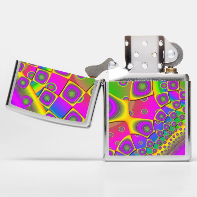 Neon Pop Paper Psychedelic  Zippo Lighter (Opened)