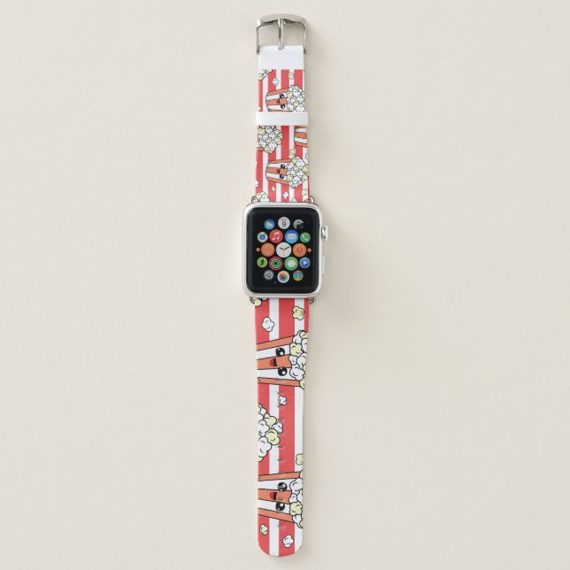 Neon Popcorn Kids Pattern Apple Watch Band (Front)