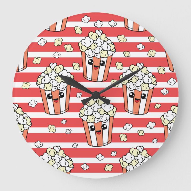 Neon Popcorn Kids Pattern Large Clock (Front)
