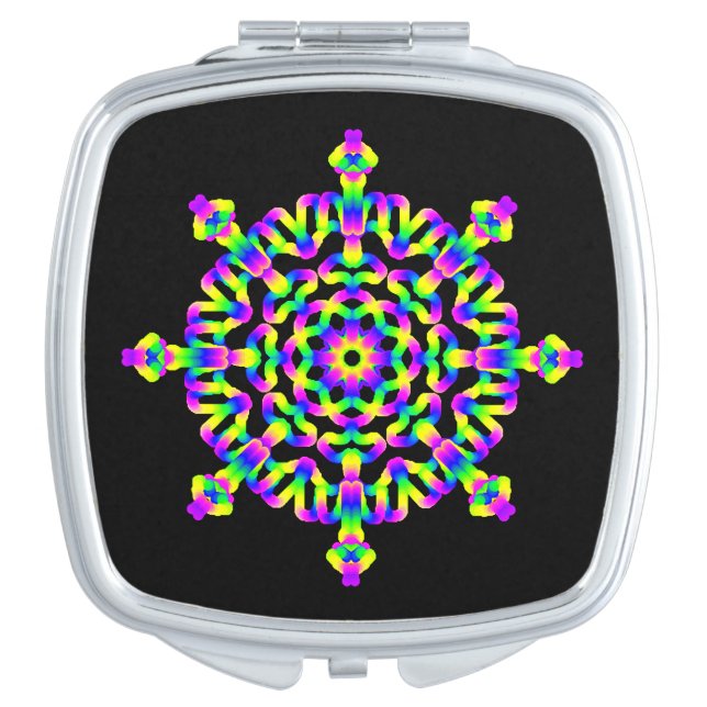 *~* Neon Powerful Mandala Healing Arts Compact Mirror (Front)