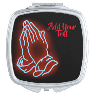 Neon Praying Hands Personalize or Customize Compact Mirror