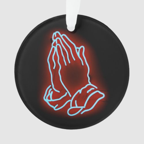 Neon Praying Hands Personalize or Customize Ornament